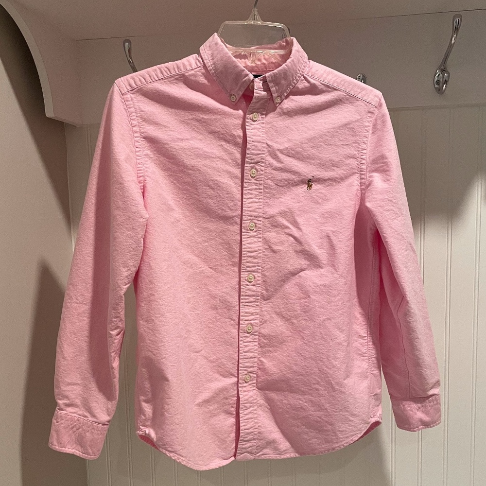 Boys RALPH LAUREN Pink Oxford Shirt Size Large (14-16)